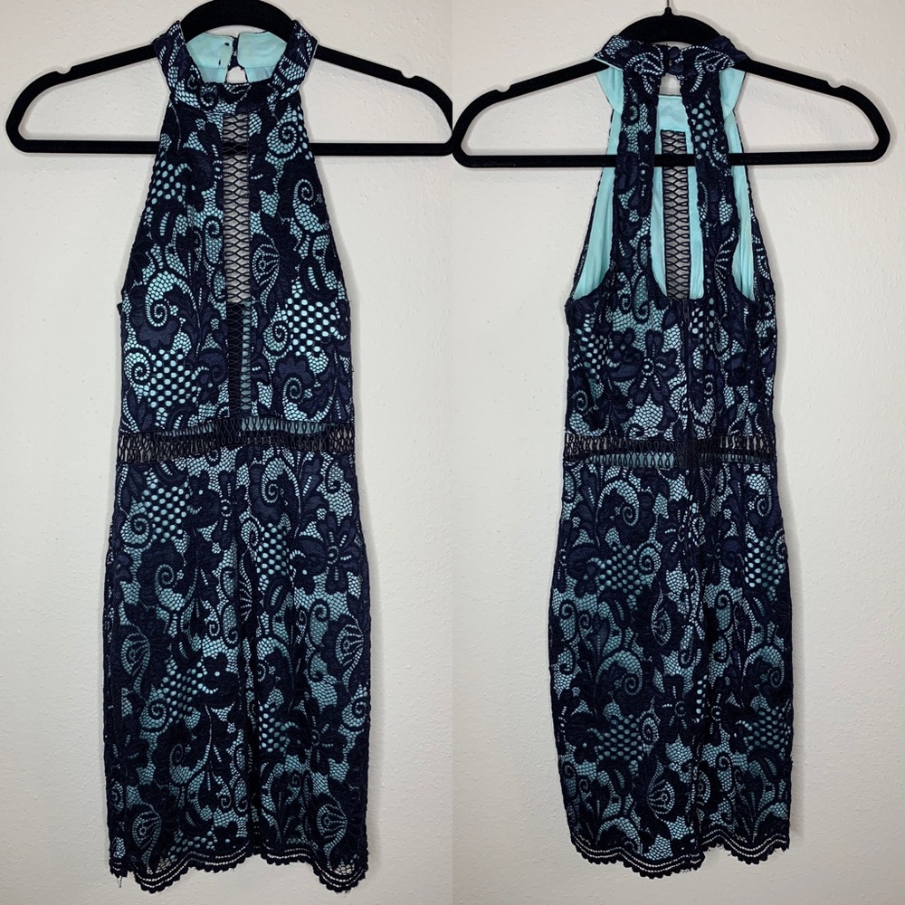 B.DARLIN Crotchet Lace Overlay Bodycon Dress